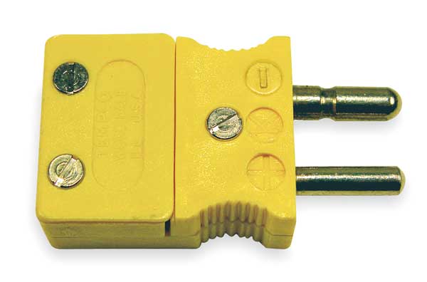Thermocouple Plug, K, Yellow, Hollow Pin