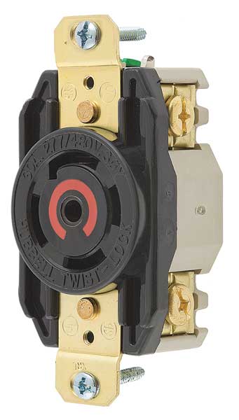 30A Twist-Lock Receptacle 4P 5W 277/480VAC L22-30R BK