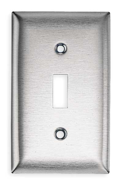 Toggle Switch Wall Plates, Number of Gangs: 1 Stainless Steel, Brushed Finish, Silver