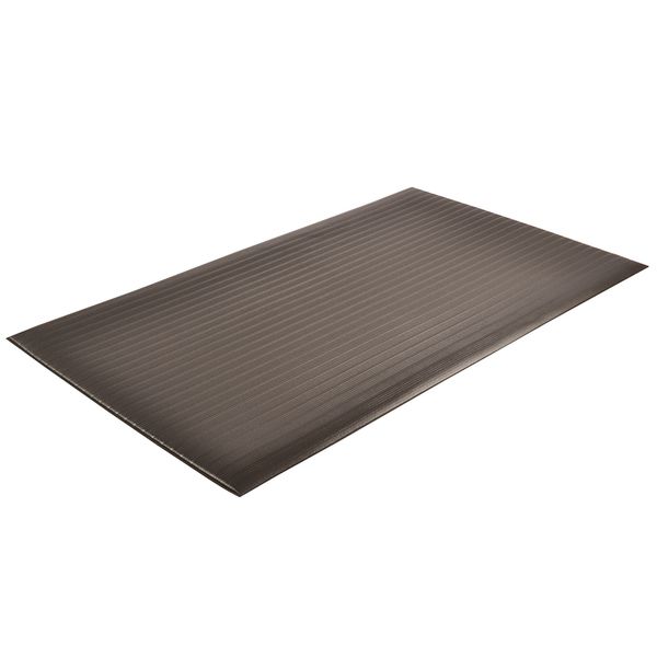 Antifatigue Mat, Black, 5 ft. L x 3 ft. W, PVC Closed Cell Foam, Corrugated Surface Pattern