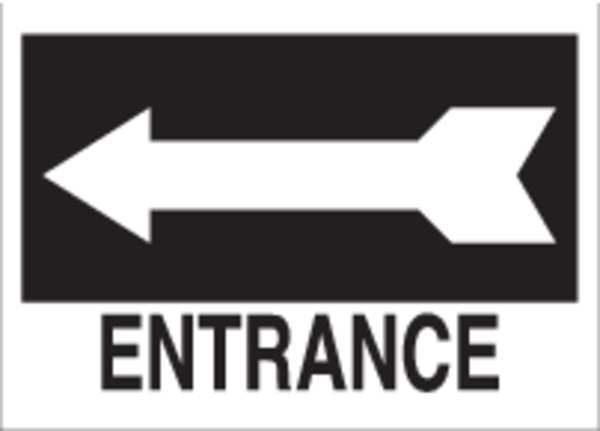 Entrance Sign, 10 in H, 14 in W, Aluminum, Rectangle, English, 43345