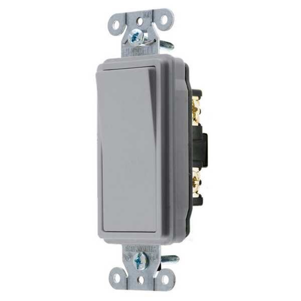 Wall Swtch, 1-Pole, 120/277V, 15A, Gry, Rockr
