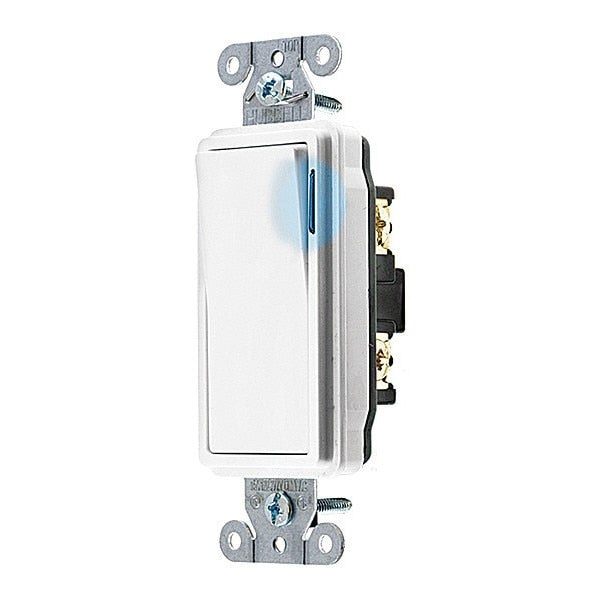 Illminatd Wall Swtch, 1-Pole, 20A, Wht, 120V