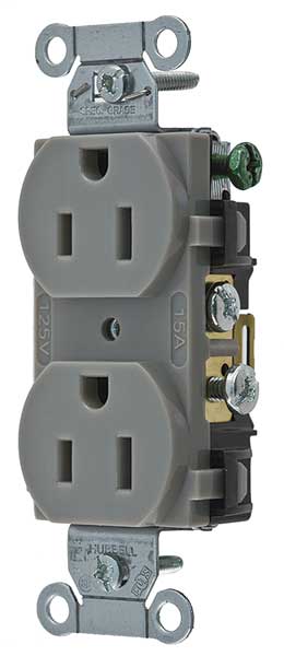 15A Duplex Receptacle 125VAC 5-15R GY