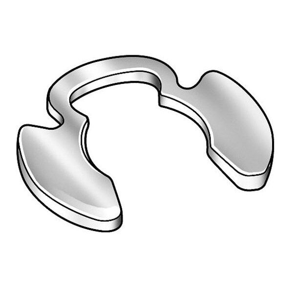 External-E E-Clip, Steel Black Phosphate Finish, 1/4 in Shaft Dia, 100 PK
