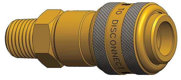 Coupler, Brass, 3/8 MNPT, 1/4 Body