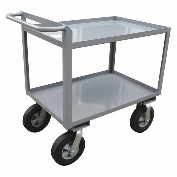Steel Utility Cart with Lipped Metal Shelves, Flat, 2 Shelves, 1,500 lb