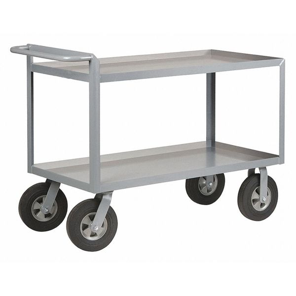 Steel Utility Cart with Lipped Metal Shelves, Flat, 2 Shelves, 1,500 lb