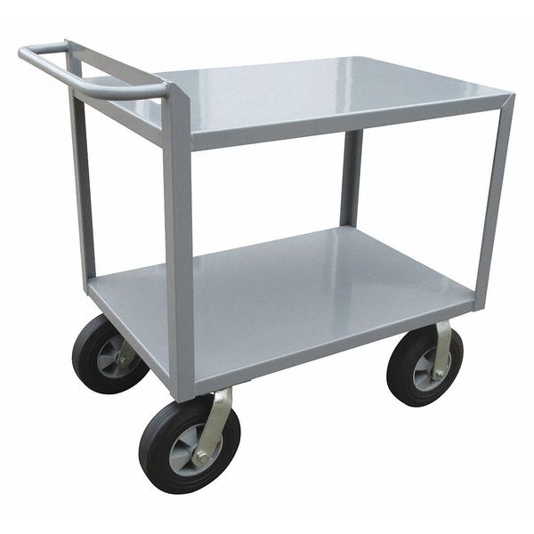 Steel Utility Cart with Flush Metal Shelves, Flat, 2 Shelves, 1,500 lb