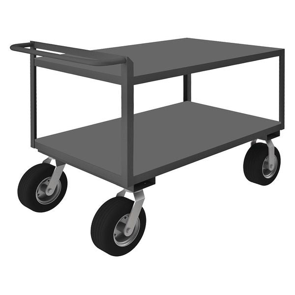 Steel Utility Cart with Flush Metal Shelves, Flat, 2 Shelves, 1,500 lb