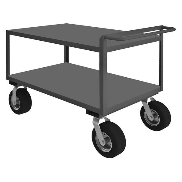 Steel Utility Cart with Flush Metal Shelves, Flat, 2 Shelves, 1,500 lb