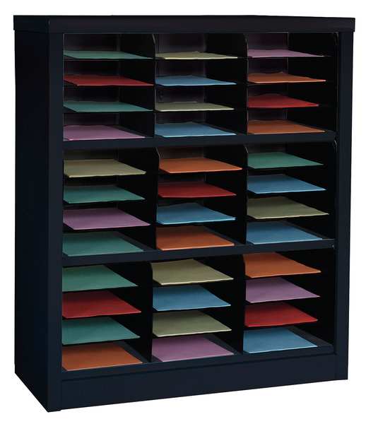 Horizontal Literature Organizer 36 Compartments, Black