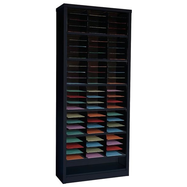 Vertical Literature Organizer 72 Compartments, Black