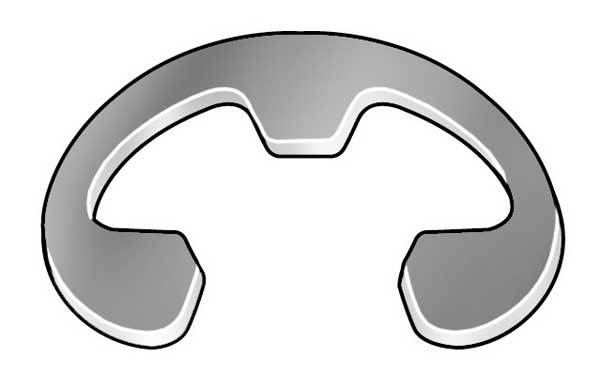 External-E E-Clip, Steel Black Phosphate Finish, 3/16 in Shaft Dia, 100 PK