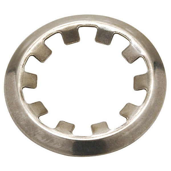 External Self-Locking Push-On Retaining Ring, Stainless Steel Plain Finish, 1/2 in Shaft Dia, 5 PK