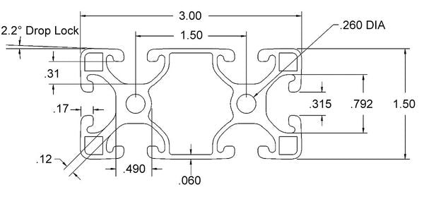 Framing Extrusion, Smth, L48In, 1.616Lb/Ft