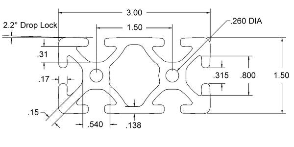 Framing Extrusion, Smth, L96In, 2.397Lb/Ft