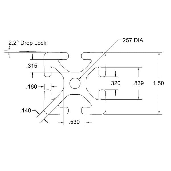 Framing Extrusion, Smth, L96In, 1.406Lb/Ft