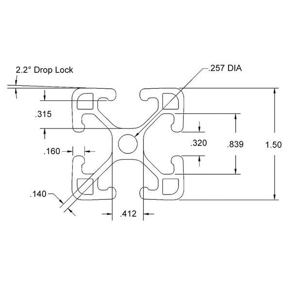 Framing Extrusion, Smooth, L48In, 1.09Lb/Ft
