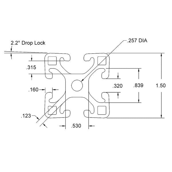 Framing Extrusion, Smth, L48In, 1.114Lb/Ft