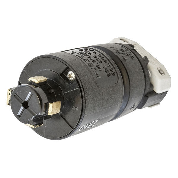 Locking Plug, 20/30 A, 250V DC/600V AC, 3 Poles, 3 Phase, 4 Blades, Straight, Screw Terminals