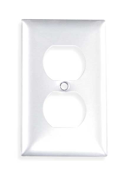 Duplex Receptacle Wall Plates, Number of Gangs: 1 Aluminum, Brushed Finish, Silver