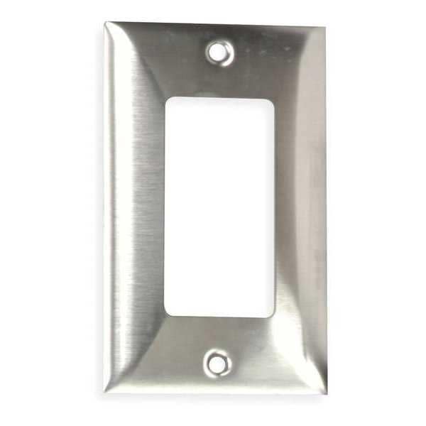 Rocker Wall Plate, 1 Outlet Opening, Standard Size, 1 Gang, Stainless Steel, Brushed, Silver