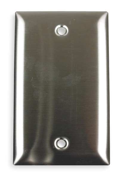 Blank Box Mount Wall Plates, Number of Gangs: 1 Stainless Steel, matte Finish, Silver