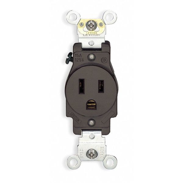 Receptacle, 15 A Amps, 125VAC, Single Outlet, 5-15R, Brown