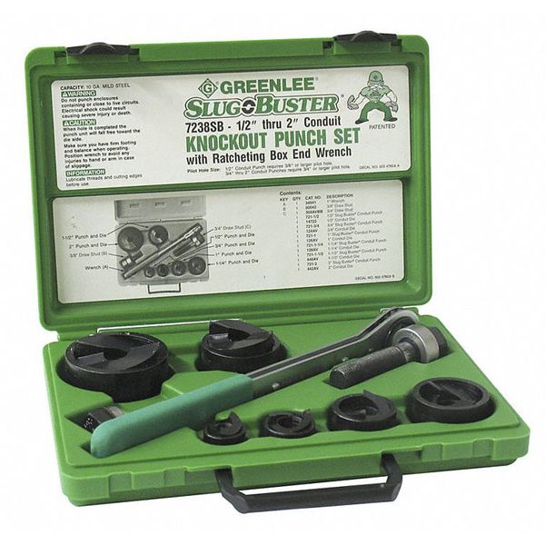 Knockout Punch Driver Set, Capacity 10 ga, 15 piece