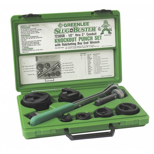 Knockout Punch Driver Set, Capacity 10 ga, 15 piece