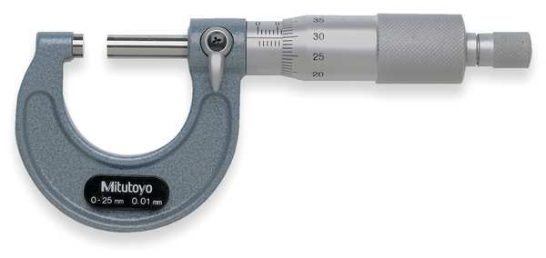Micrometer, 0 to 25mm, 0.01, Ratchet