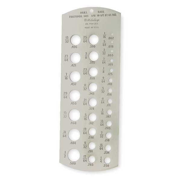 Drill Gage, 1/16-1/2 In, 29 Holes