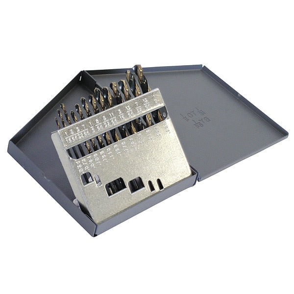 13PC 135Â° Heavy-Duty Mechanics Length Dril Set Cle-Line 1875R Black & Gold HSS 1/16-1/4x1/64