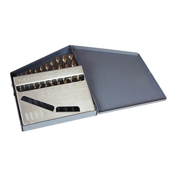 11PC 135Â° Heavy-Duty Parabolic Jobber Drill Set Cle-Line 1872 Black & Gold HSS 1mm-6mmx.5mm