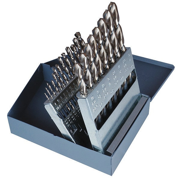 21PC 135Â° Heavy-Duty Parabolic Jobber Drill Set Cle-Line 1872 Black & Gold HSS 1/16-3/8x1/64