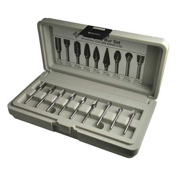 Carbide Bur, 1855 9PC Single-Cut Spiral Bur Set , 1/4