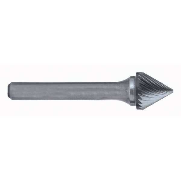 Carbide Bur, 1856 SJ-6 CLE-SJ 60Â° Included Angle Bur Standard Cut 15.88mmx6mm Hardened Steel Shank