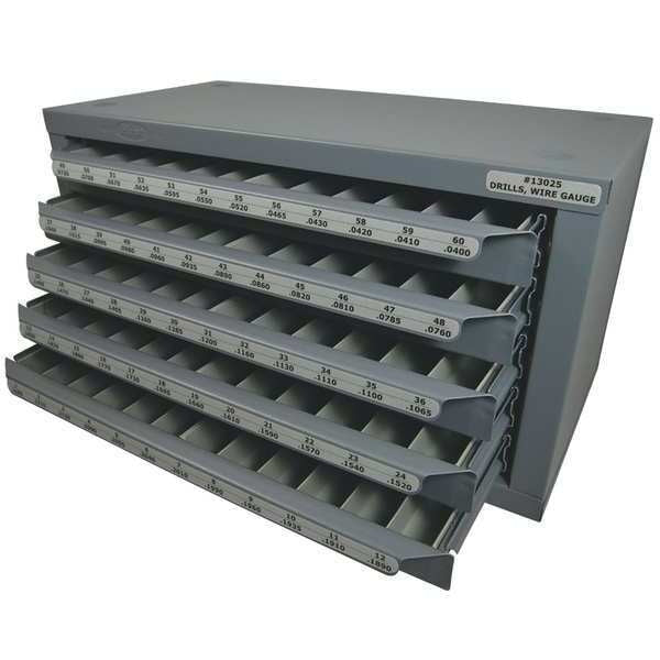 Drill Bit Dispenser For Jobber Drills 1867 Cle-Line Holds #1-#60, 60 Compartments