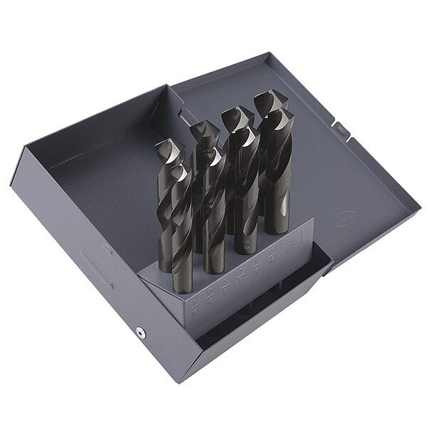 8PC 1/2 Silver and Deming Reduced Shank Drill Set Cle-Line 1892 Steam Oxide HSS RHS/RHC 9/16-1IN