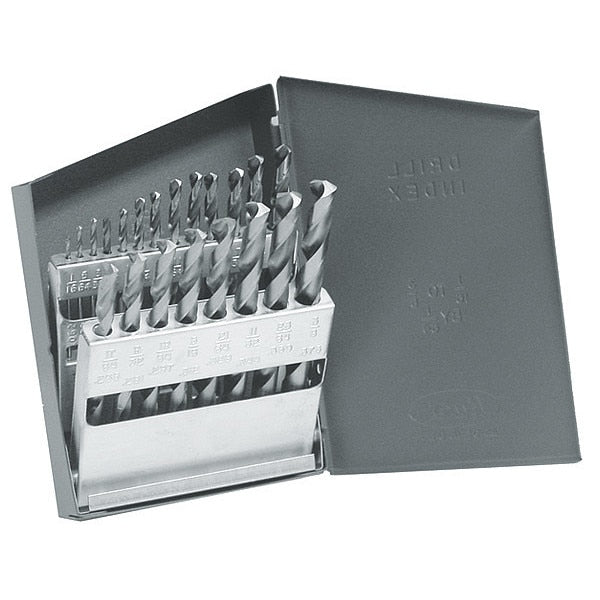 21PC 118Â° General Purpose Jobber Length Drill Set Cle-Line 1898 Bright HSS RHS/RHC 1/16-3/8x1/64