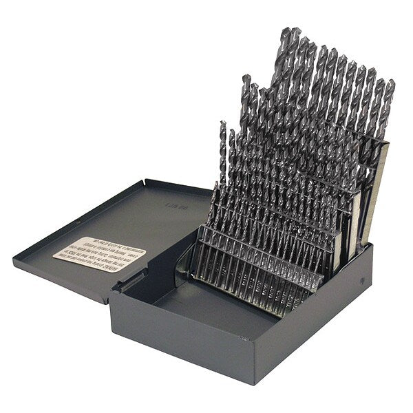 60PC 118Â° General Purpose Jobber Length Drill Set Cle-Line 1898 Bright HSS RHS/RHC #1-#60