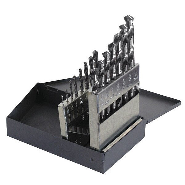 15PC 118Â° General Purpose Jobber Length Drill Set Cle-Line 1898 Bright HSS RHS/RHC 1/16-1/2x1/32