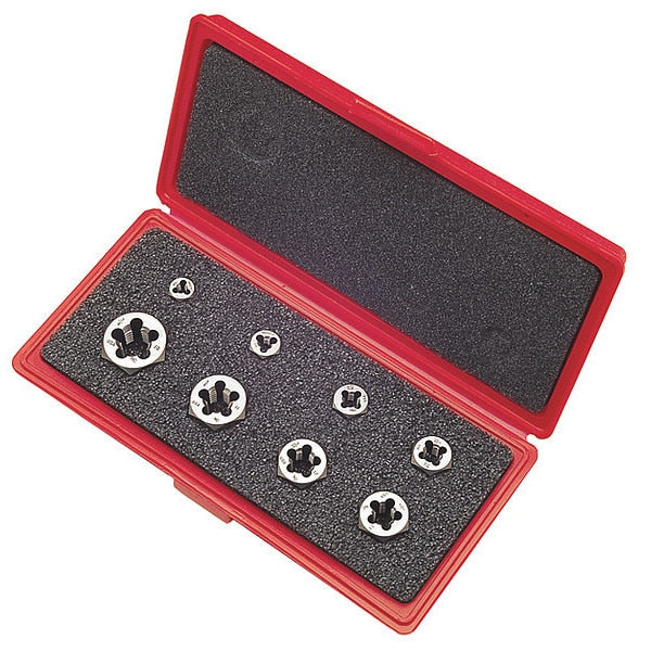 8PC Carbon Hexagon Rethreading Die Set 0650 Cle-Line 1/4-28 To 3/4-16 UNF