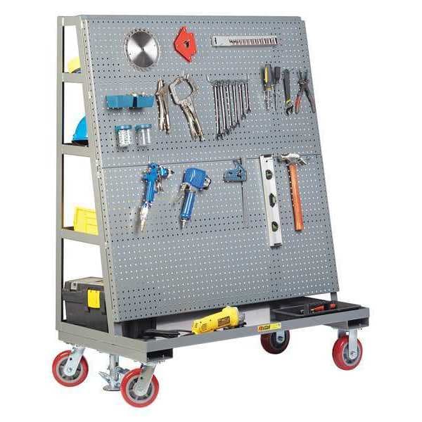 Mobile Pegboard, w/Back Shelves, 24 x 60