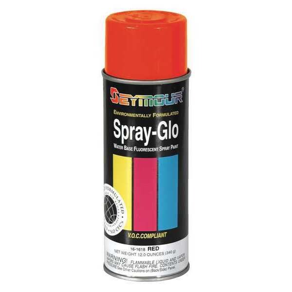 Spray Paint, Fluorescent Red, Flat, 12 oz