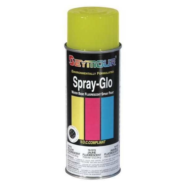 Spray Paint, Fluorescent Yellow, Flat, 12 oz