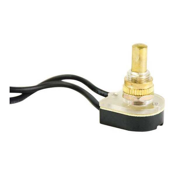 Switch, Brass, Push On/Off, SPST, 6A, 125VAC