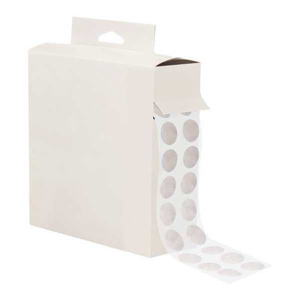 Reclosable Fastener, Disc, Rubber Adhesive, 1/2 in, White, 200 PK
