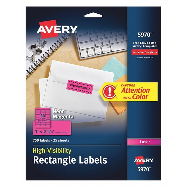 Magenta, Laser Labels, 1x2-5/8, PK750